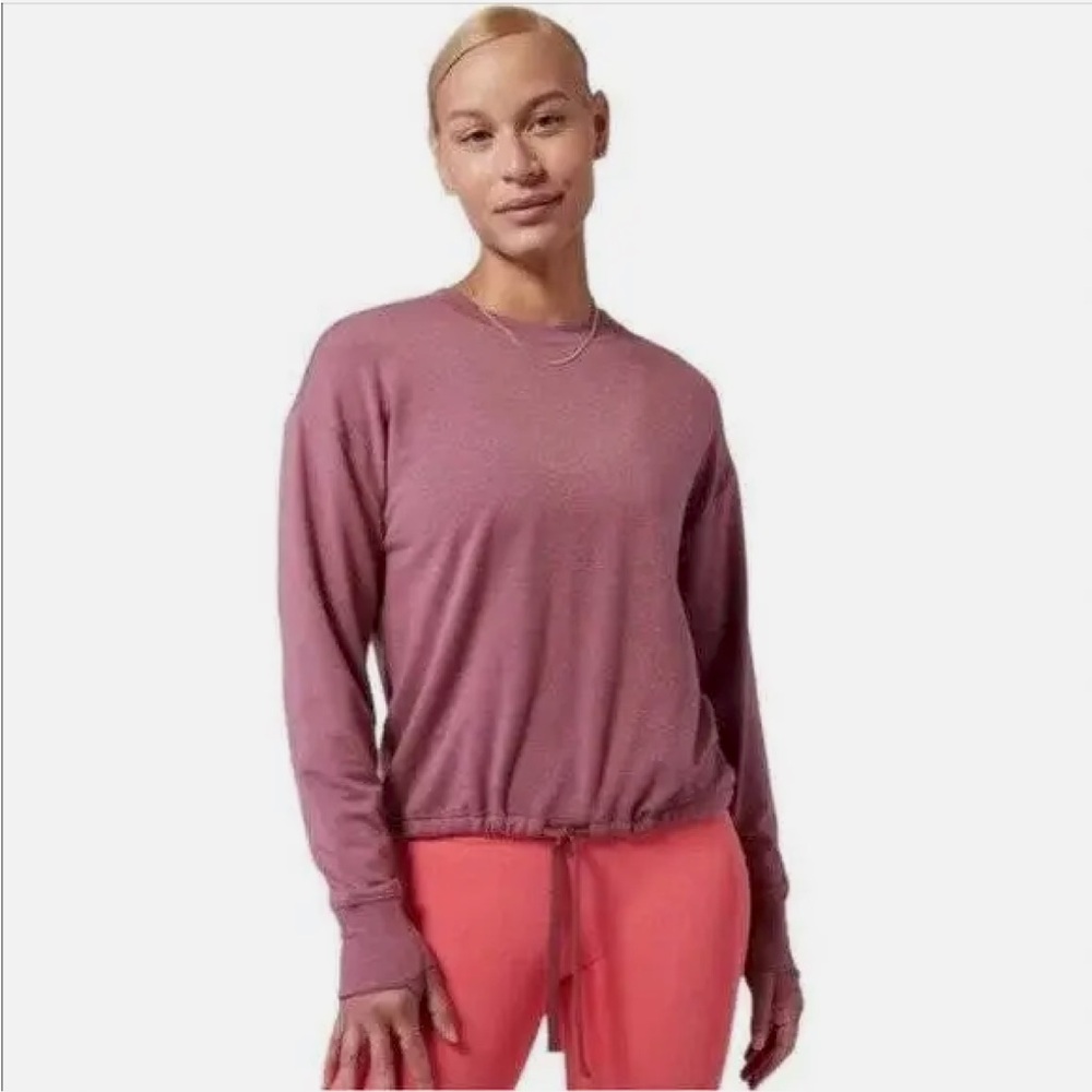 NWT Athleta Marina Saeatshirt in Tawny Rose Heather Sz L